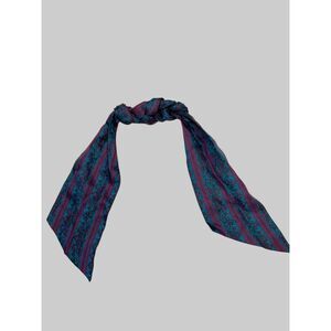 Vintage Paisley Striped Ribbon Hair Scarf Teal Purple Boho Retro Accessory